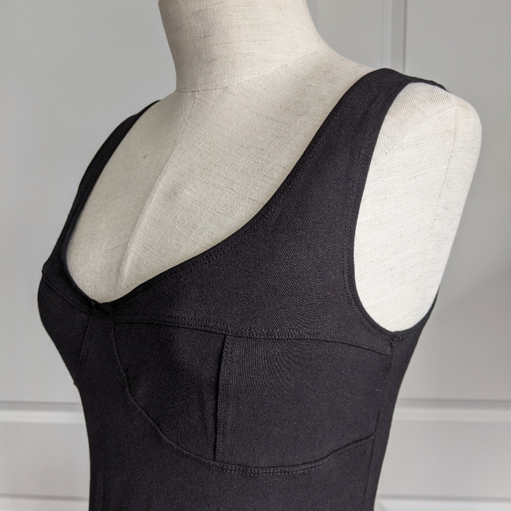 Reformation Dress Braun Bodycon Fitted Scoop Neck Sleeveless Midi Black L NWT - Picture 7 of 13